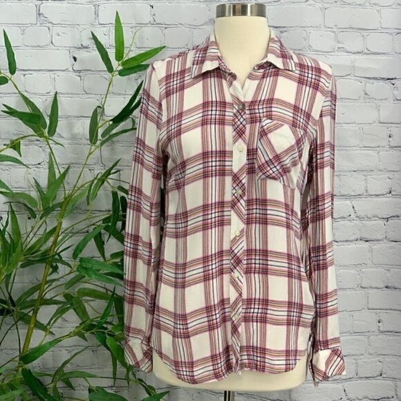 🎉GAP Pink Plaid Long Sleeve Button Down Top - Picture 6 of 6